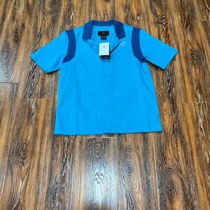 NEW Jordan Flight Club Womens XS Blue Short Sleeve Button Up Shirt DZ3340-483